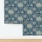 Retro Bold Floral Maximalist Botanical Blue Green Flowers Nature Garden Blossom Modern Custom Removable Wallpaper by Spoonflower Peel & Stick Wallpaper 2FT Wide